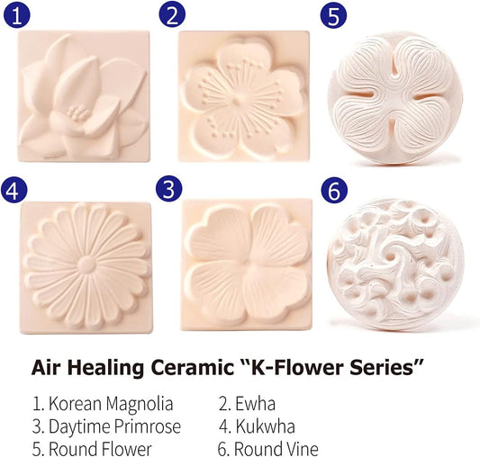 Healing Ceramic Stone Diffuser-Magnolia-Korean flower Series - Odor Eliminator, Air Purifying, Humidity Control, Aromatherapy Passive Diffuser (Magnolia)