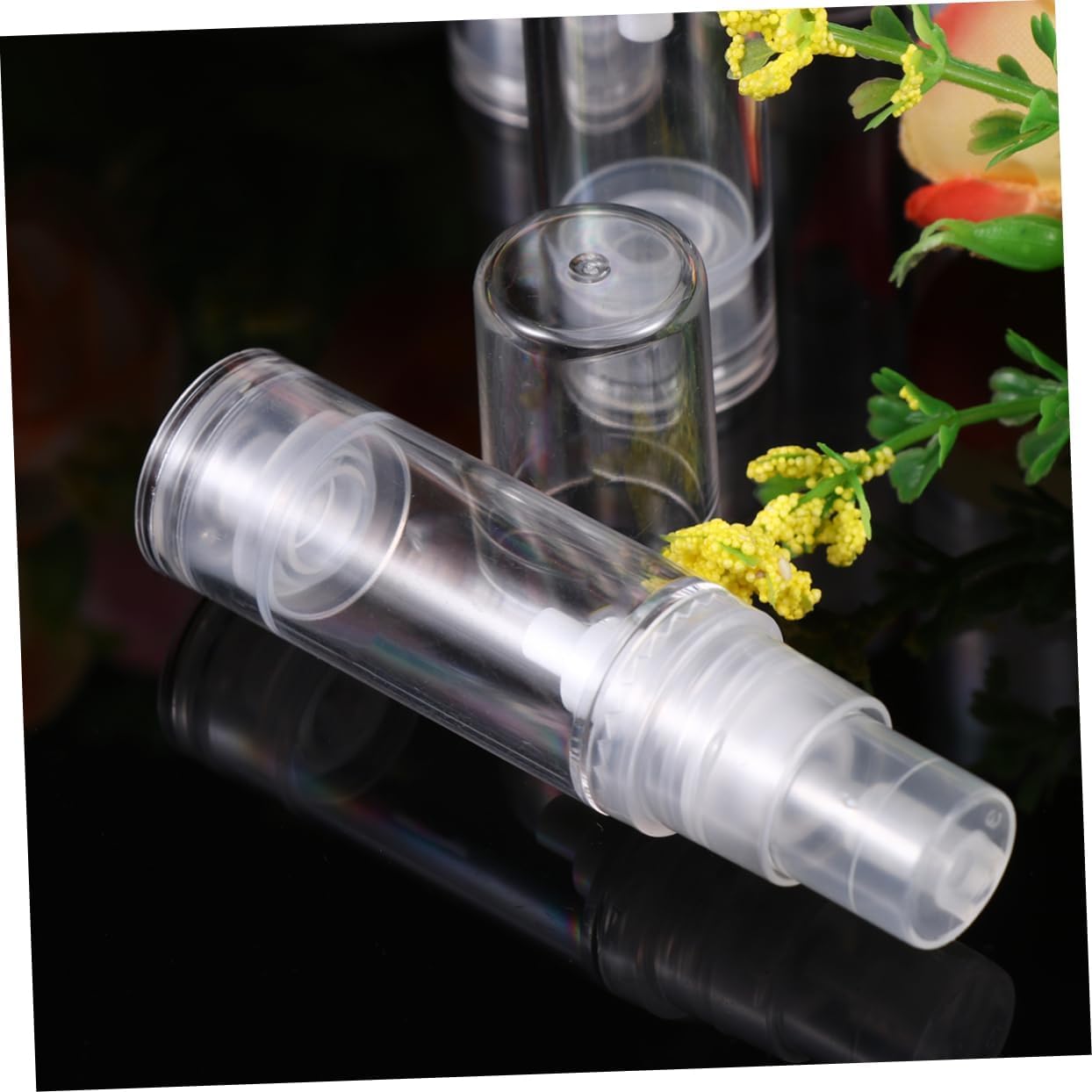 DECORNIJIA 12Pcs Refillable Spray Bottle Press Pump Bottle Transparent Travel Containers for Sunscreen Essential Oils Cleaning Products and Aromatherapy