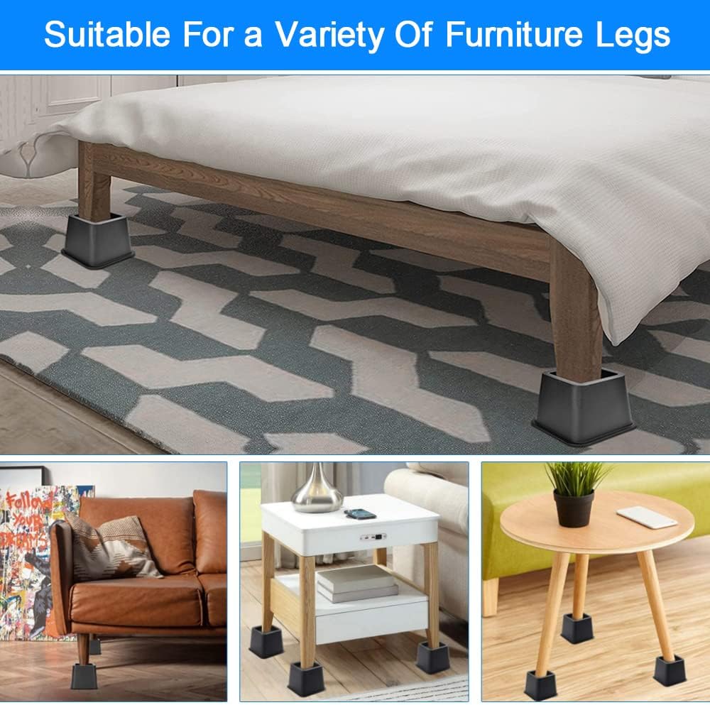 EMAGEREN 4 Bed Risers for Bed Risers Bed Risers Bed Risers Bed Risers for Furniture Raising Bed Add Adjustable Height 9.5 cm for Bed/Sofa/Table/Furniture