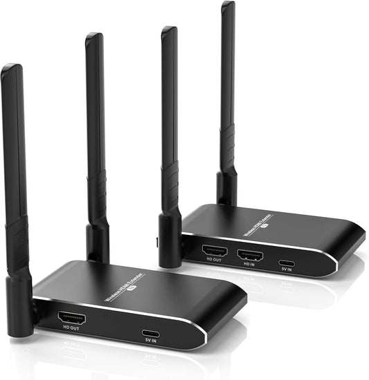 Wireless HDMI Transmitter and Receiver,4K30 Wireless HDMI Extender with HDMI Loop Out,Plug and Play HDMI Wireless Transmitter and Receiver Kit for Streaming Video and Audio to TV/PC Monitor