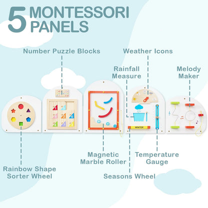 Monläurd® Cloud Montessori Busy Board, Sensory Board, Interactive Toys, Wooden Toys, Learning Toys, Boys and Girls 6 M+