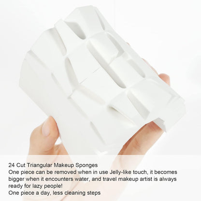 AUAUY 48 Pcs Triangle Makeup Sponges, Latex Free Sponge Wedges, Beauty Sponges, Disposable Makeup Sponges for Powder, Cream, Liquid, Nails, Beauty Accessory - White