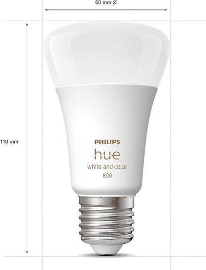 Philips Hue White and Color Ambiance Smart LED Light Bulb, E27, White or Coloured Light, 15W, Pack of 2