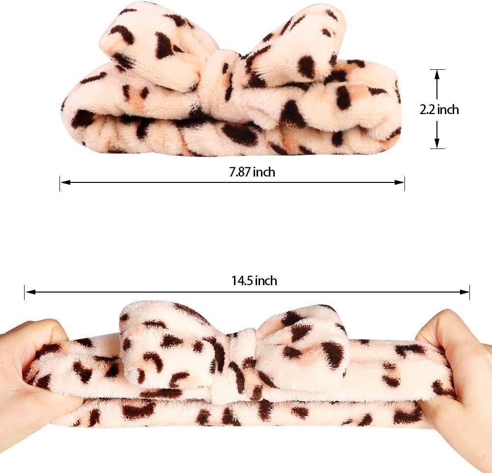 KECUCO 8 Pcs Spa Headband Soft Bow Hair Band Skincare Headbands for Washing Face Women Facial Makeup Headband Cute Head Wraps for Spa Shower Makeup Whasing Face (Multicolor A)
