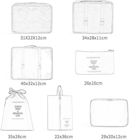 Travel Packing Cubes Set - 7-Piece Organizer for Luggage and Clothes - Perfect for Efficient Packing and Travel Organization