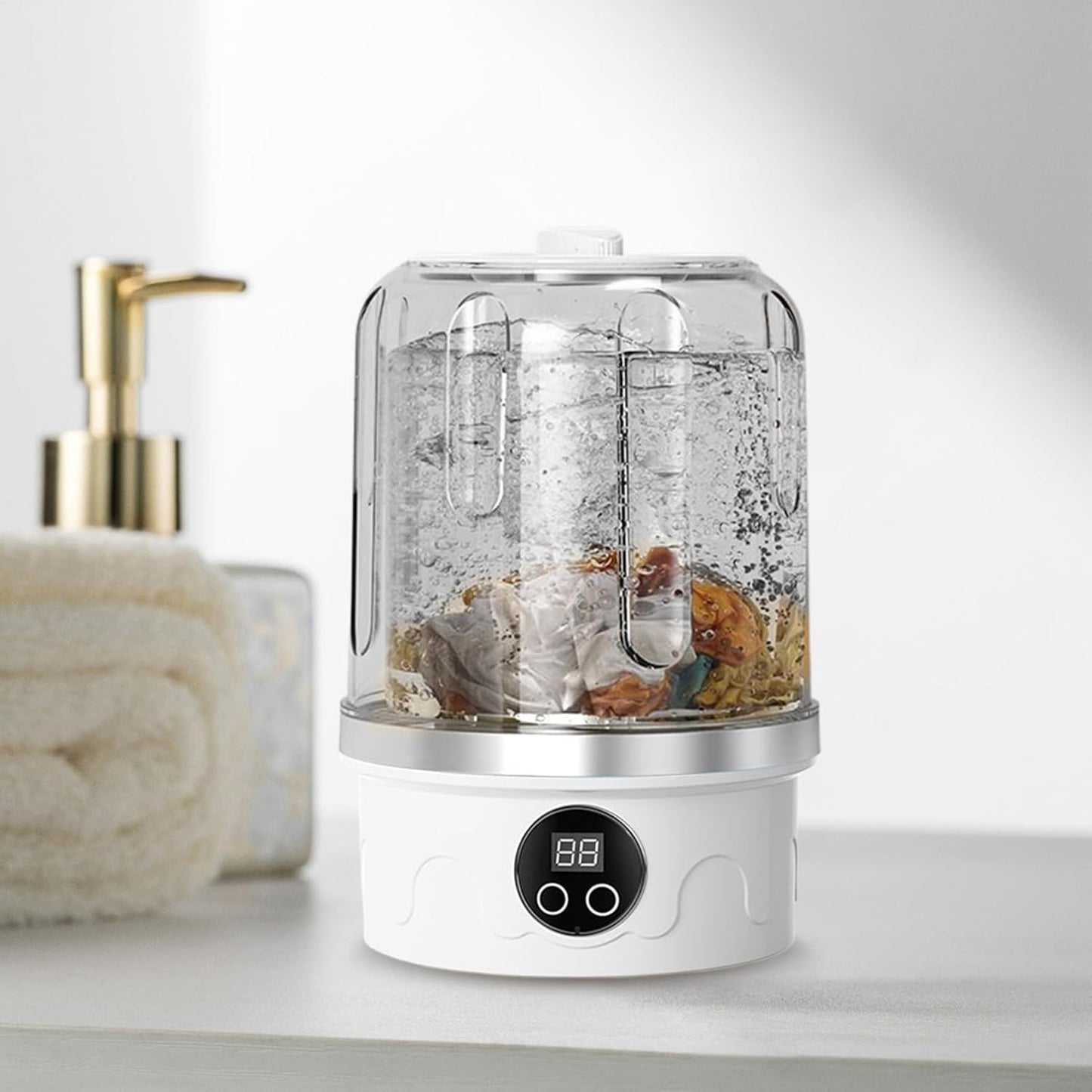 Travel Washer, Portable Panty Washing Machine with 3 Cleaning Modes, Compact Lightweight Underwear Washer for Apartment, Camping, RV, Dormitory, Laundry Convenience