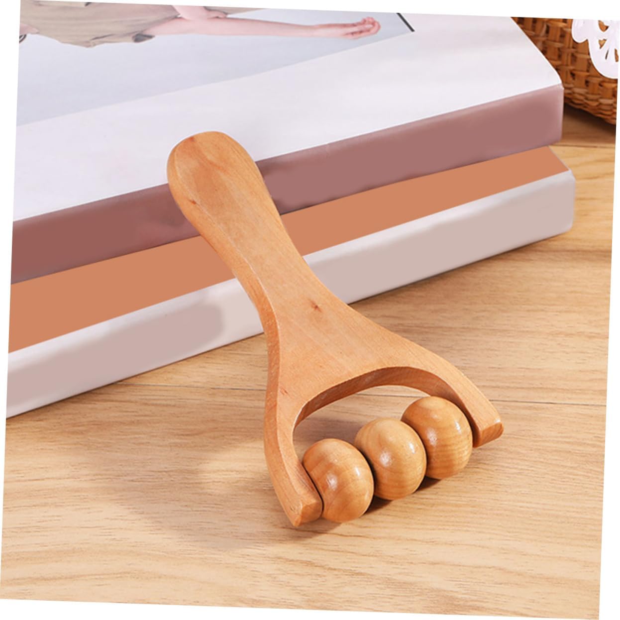 Anneome 2 Pezzi Strumento a rulli massaggi attrezzatura palestra kit palestra massaggianti attrezzo massaggiatore cervicale massaggiatori manuali per muscoli il massaggiante di legno