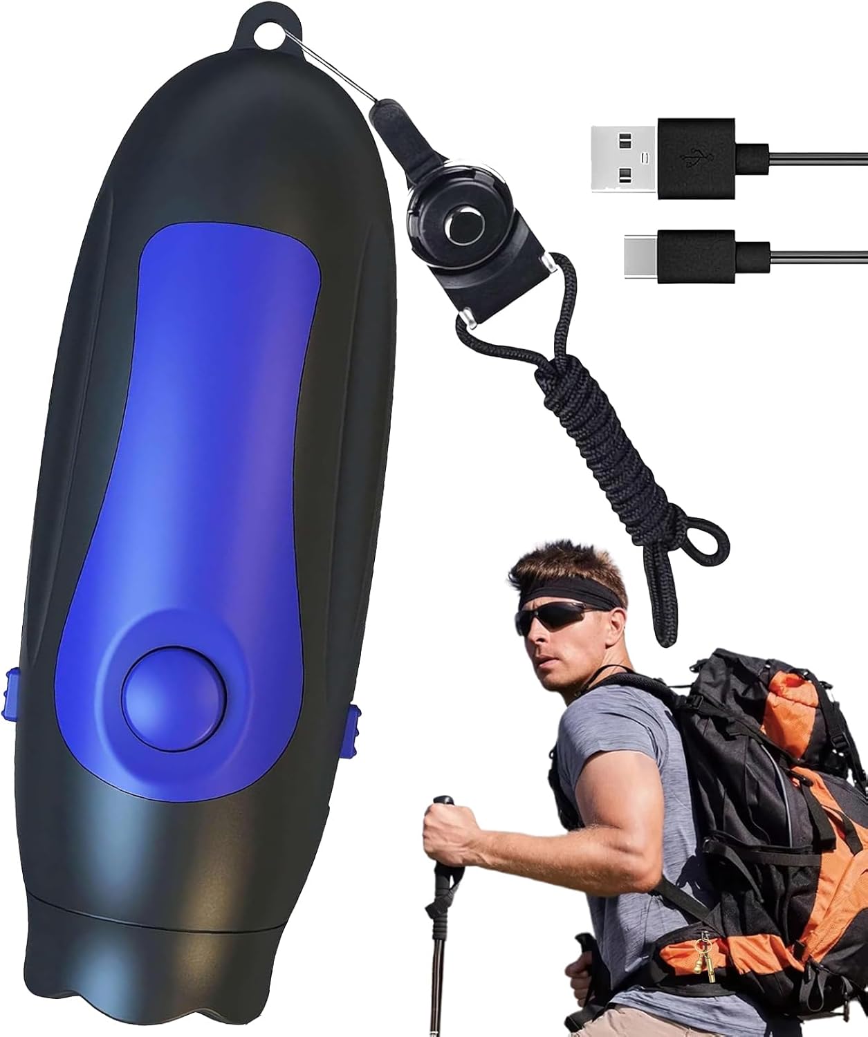 Generico Electric Whistle, Loud Safety Whistle with Lanyard, Rechargeable 3-Tone Adjustable Volume, Multifunctional High-Decibel Alert Tool (1 Piece, Black), for Coaching, Sports, Outdoor Use