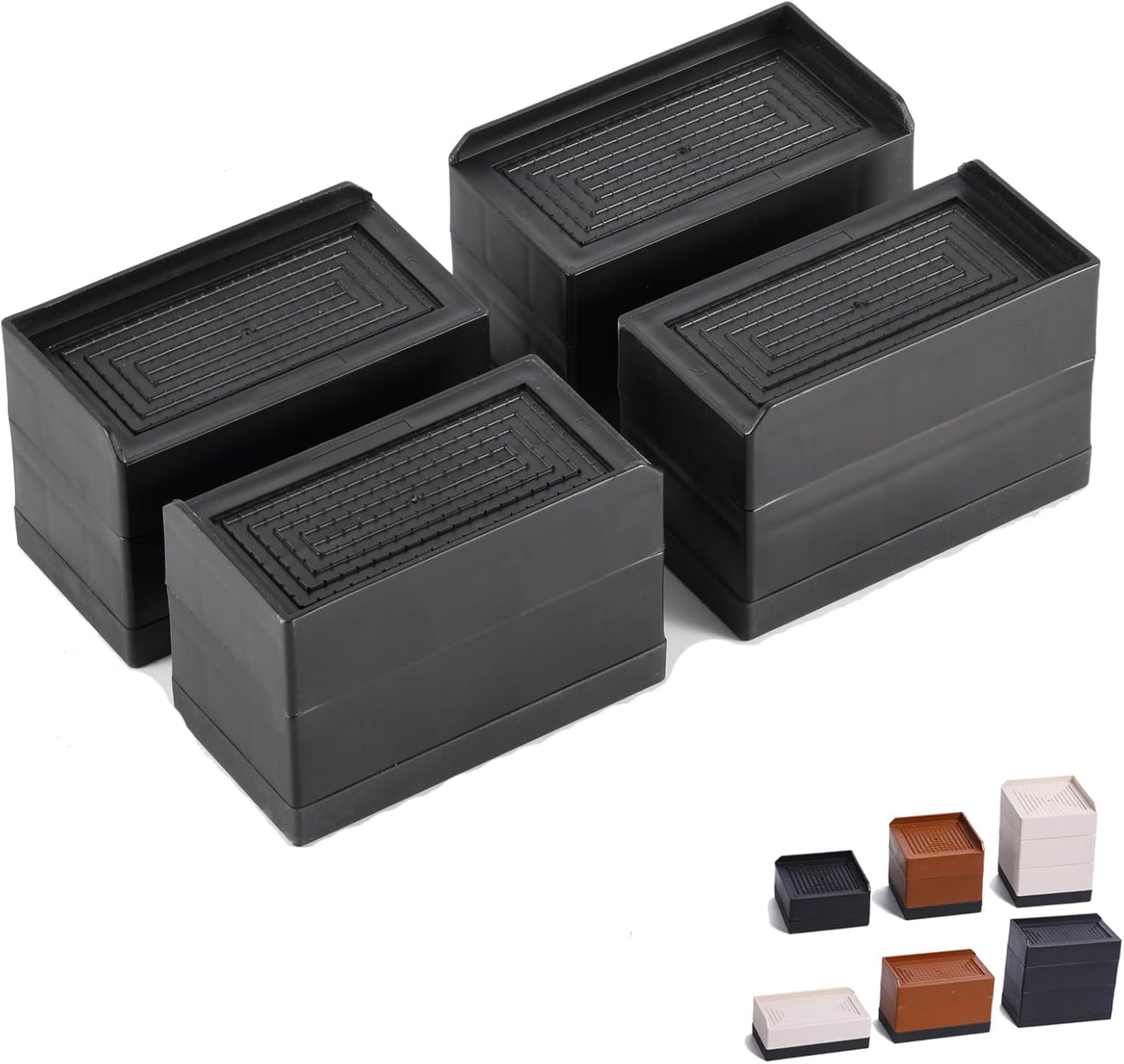 LUCKYQTQH Bed Risers Adjustable Furniture Risers Heavy Duty，Rectangle Bed Risers 3 Inches，Desk Risers for Sofa Couch Bed Frame ，Supports Up to 3000 lbs (4 Piece Set)