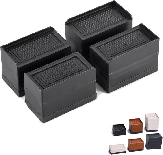 LUCKYQTQH Bed Risers Adjustable Furniture Risers Heavy Duty，Rectangle Bed Risers 3 Inches，Desk Risers for Sofa Couch Bed Frame ，Supports Up to 3000 lbs (4 Piece Set)