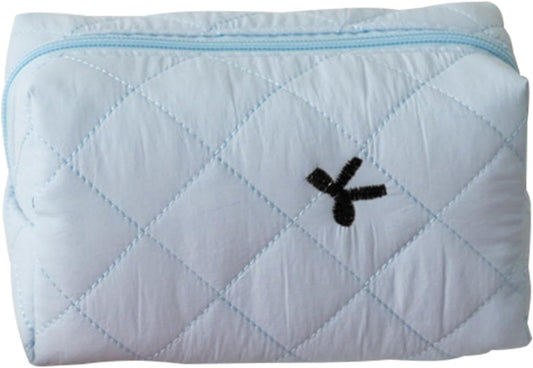 Bow Makeup Bag, Portable Cosmetic Pouch, Aesthetic Travel Organizer, Travel Large Capacity & Stylish, Pencil Purse Accessories For Women, Perfect & Everyday Use, 16 x 9 x 9 cm, Light Blue1, Please