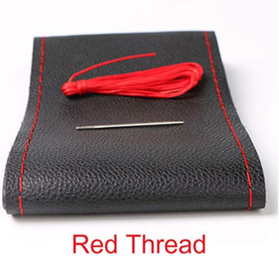 DIY Soft Leather Car Steering Wheel Cover with Needle and Thread Interior Accessories Red