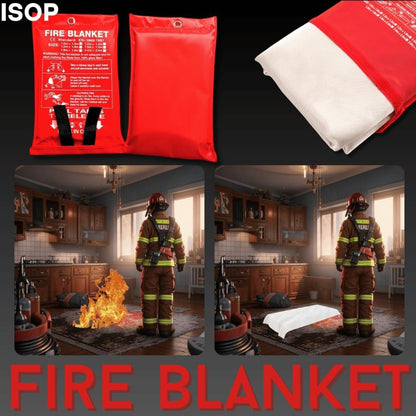 ISOP Fire Blanket Large 70 * 78 Inches – Fire Resistant Blankets – Heavy Duty Emergency Blanket – A-Grade Survival Tool – Fire Suppressant, Fireproof – First Aid – Rescue Kit for Home, Car, Rv or Boat