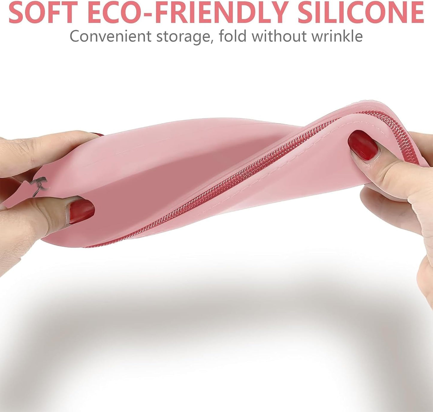 Travel Makeup Brush Holder, Silicone Bag to Protect Make up Accessories for Daily, Work or Gift (Pink)