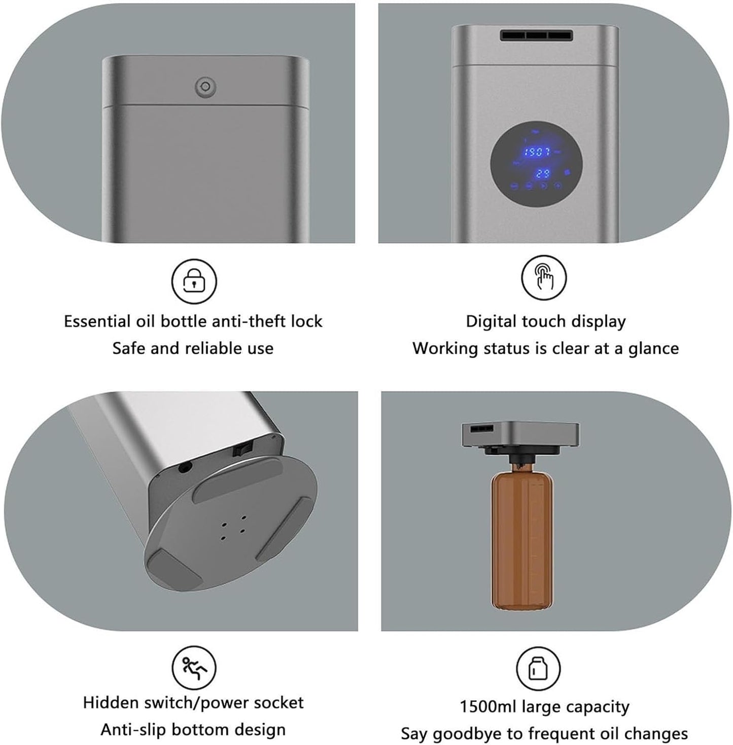 Scent Air Machine, 1500ml Floorstanding Essential Oil Diffuser, Waterless Fragrance Diffuser with Smart Control, Covering 2500-4000m³, 3 Mode to Connect, for Home, Hotel, Office, Lobby