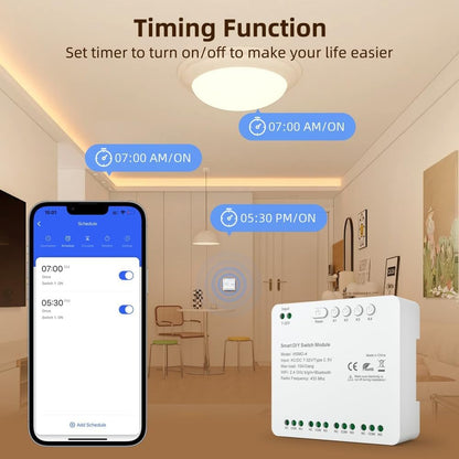 WiFi Switch Module for Home Automation, Voice Control via Alexa & Assistant, Easy Installation Remote Control Switch (White, 10A/Gang)