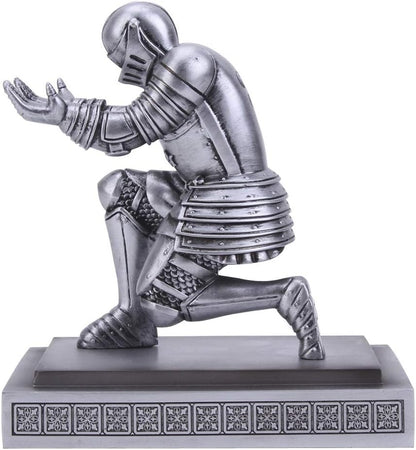 Amoysanli Knight Pen Holder Desk Organizers and Accessories Desk Decor Resin Pen Holder as Gift with a Cool Pen for Office and Home (Silver)
