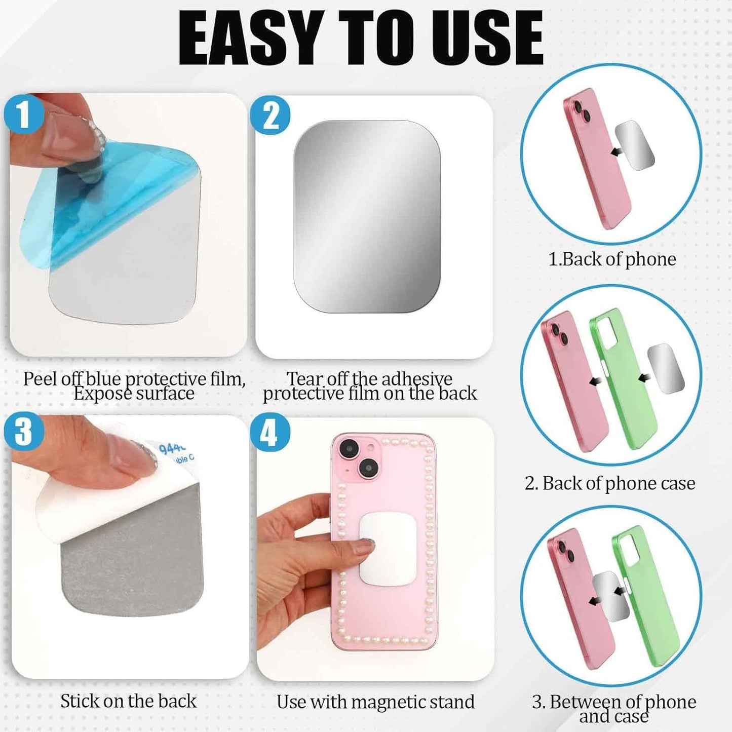 Bewudy 10 Pcs Adhesive Thin Metal Plates (Compatible with Magnetic Mounts), Magnet Phone Metal Plate for Magnetic Mount, Metal Plates for Phone Case, Metal Plate for Car Metal Plates for Phone