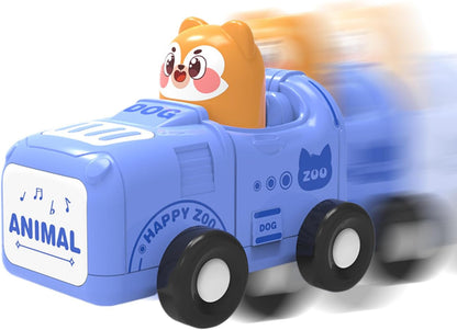 Inertia Animal Car Toys, Push And Go Vehicles, Cartoon Friction Car, Durable Construction, Educational Play Design For Babies Ages 1-3 Indoor Fun, ABS Material, 3.54x2.76x2.95in