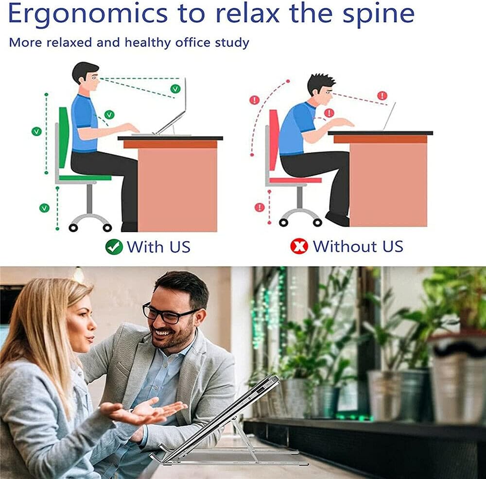 Adjustable Folding Cooling Laptop Stand Notebook Bracket Portable Tablet Holder (Black)