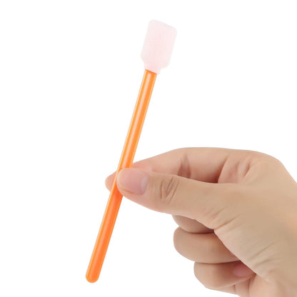 AAwipes Foam Swab Sticks (100 pcs Large Rectangular Foam Tips, 5.25", Orange) Cleanroom Cleaning Swab Sponge Stick for Inkjet Printer, Optical Instruments, Car Detailing