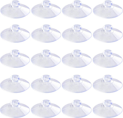 Pawfly 20 Pack Clear Suction Cups 1.8 Inch PVC Plastic Sucker Without Hooks for Home Decoration and Organization