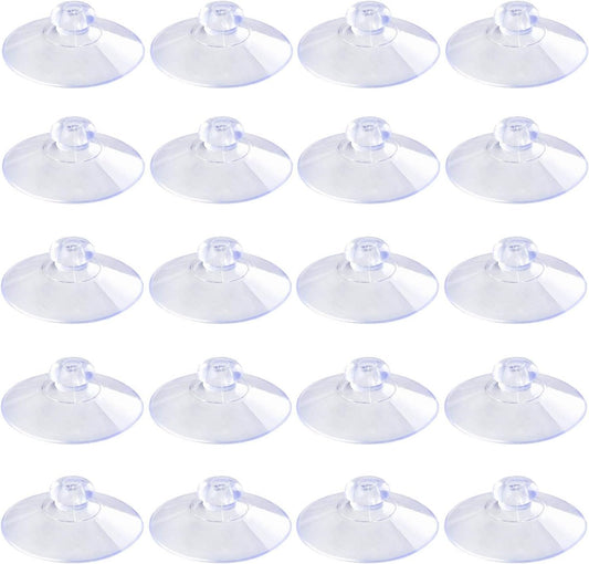 Pawfly 20 Pack Clear Suction Cups 1.8 Inch PVC Plastic Sucker Without Hooks for Home Decoration and Organization