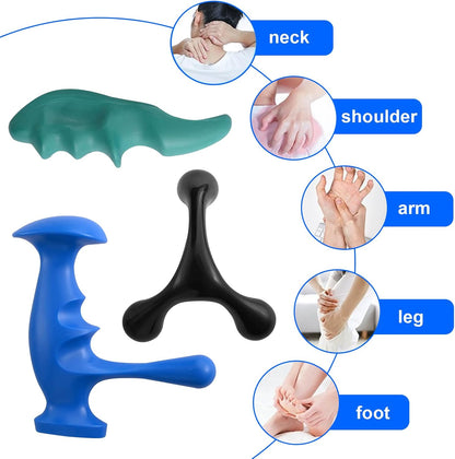 TOATELU 3 Pcs Massage Tools: Double Sided Acupressure Deep Point Massager Thumb Protector Trigger Point Massager Stress Relieve Pain Relief