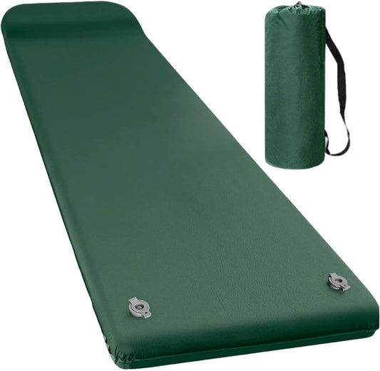 Inflatable Sleeping Pad, Soft Foam Camp Mattress, Built-in Pillow, Quick-Inflating Design, Lightweight Material, Ideal Use for Camping Gear for Travel, Beach, Home, Outdoor Rest