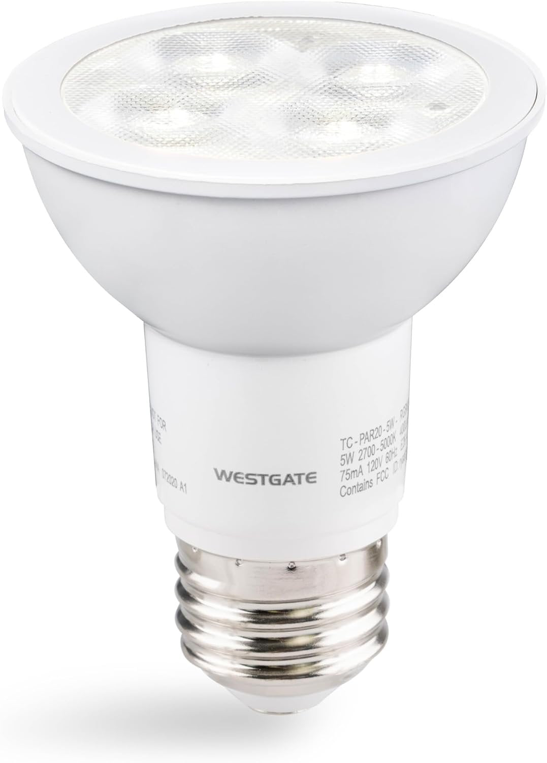 Westgate TC-PAR20-5W-RGBW-WIFI, Smart Lamps, 5W, RGBW PAR20 LED Bulbs, E26 LED, Color Changing Bulb, RGB Lights, Track Lighting, Spot Lights Indoor, Dimmable Light Bulbs, 1 per Box