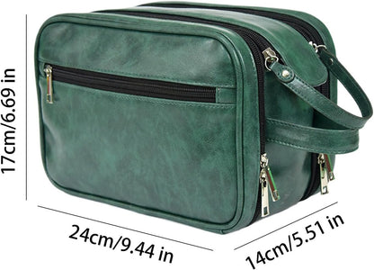 Hygiene Bag for Men - Waterproof PU Shaving Bag for Men,Bathroom Travel Bag, Toiletry Organizer, ReusableTravel Toilet Bags for Shaving Grooming Dopp Kit, Green, Refer to description, Unisex