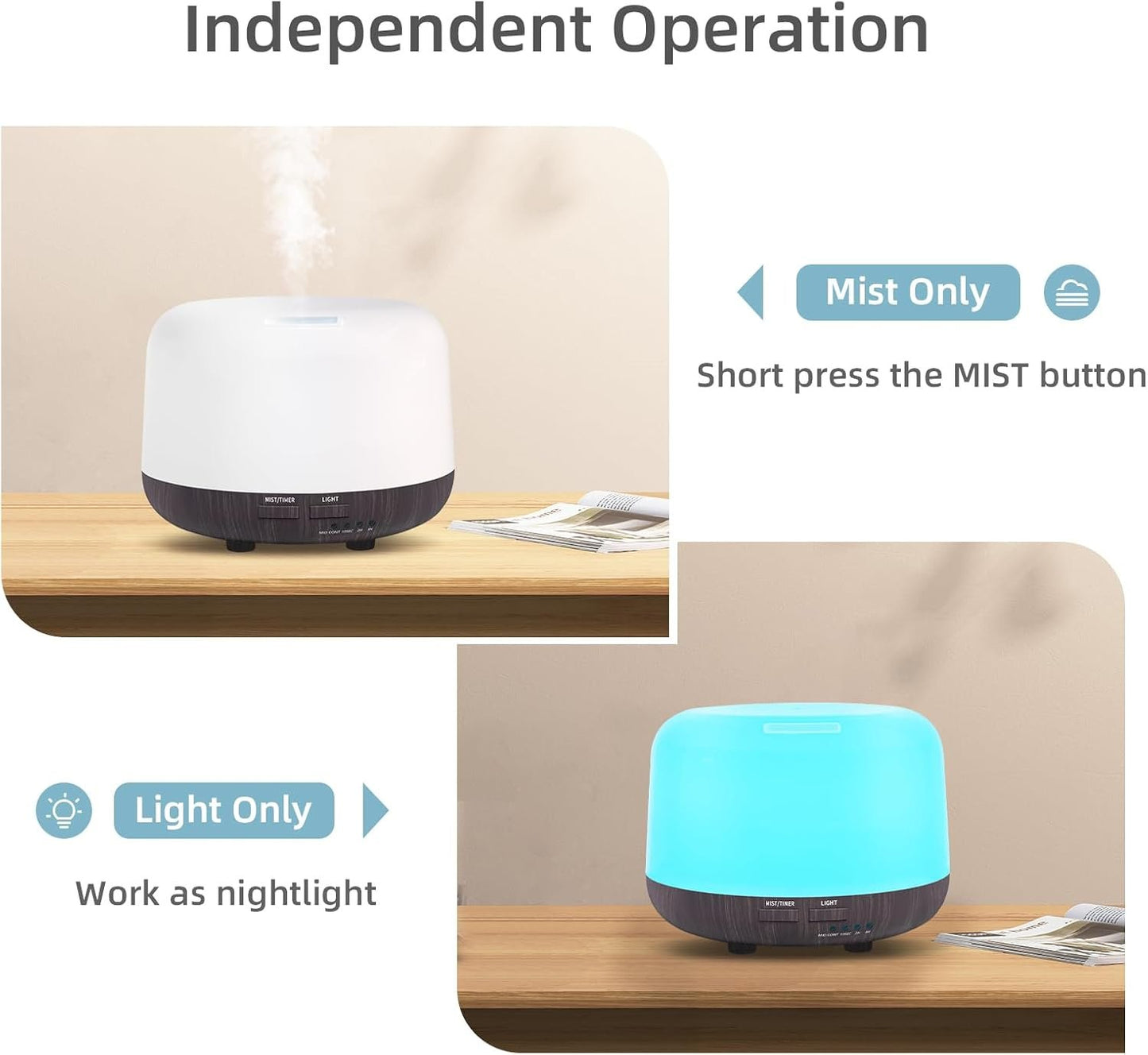 SPLITSKY 300ML Essential Oil Diffuser, Electric Ultrasonic Aromatherapy Air Humidifier vaporiser, Aroma Diffuser with Remote Control 7 LED Light Colors Waterless Auto-Off.