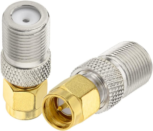 Superbat F Type to SMA Coaxial Cable Adapter Connector SMA Male to F Female Coax Connector 2-Pack for Coax Cable RTL-SDR Antenna Cell Phone Booster RG6 TV Antenna etc.