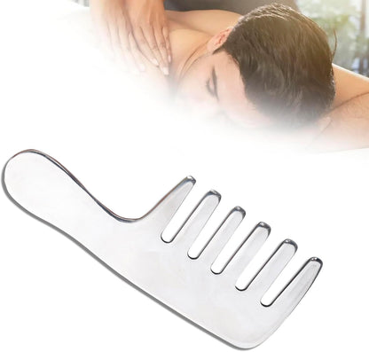 Soulvinee 1pcs Gua Sha Stainless Steel Guasha Board for Facial Skincare Gua Sha Scraping Massage Tools for SPA Acupuncture Therapy Trigger Point Treatment Satinless Steel Comb