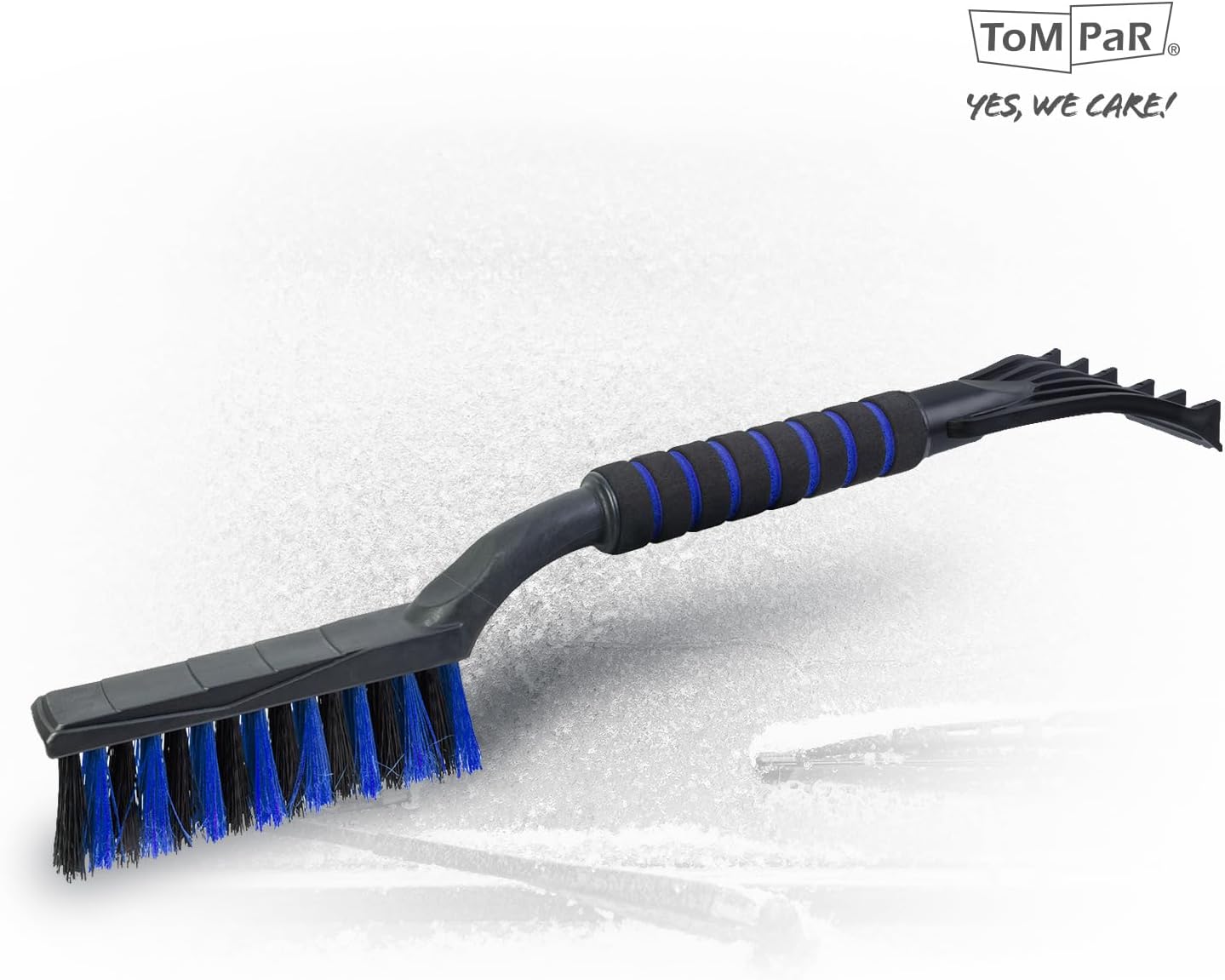 ToM PaR 2 in 1 Ice Brush and Scraper | Soft and Ergonomic Handle | Cleaning Brush for Car Snow, Ice and Frost | Densified Hair | Length: 50 cm | Blue