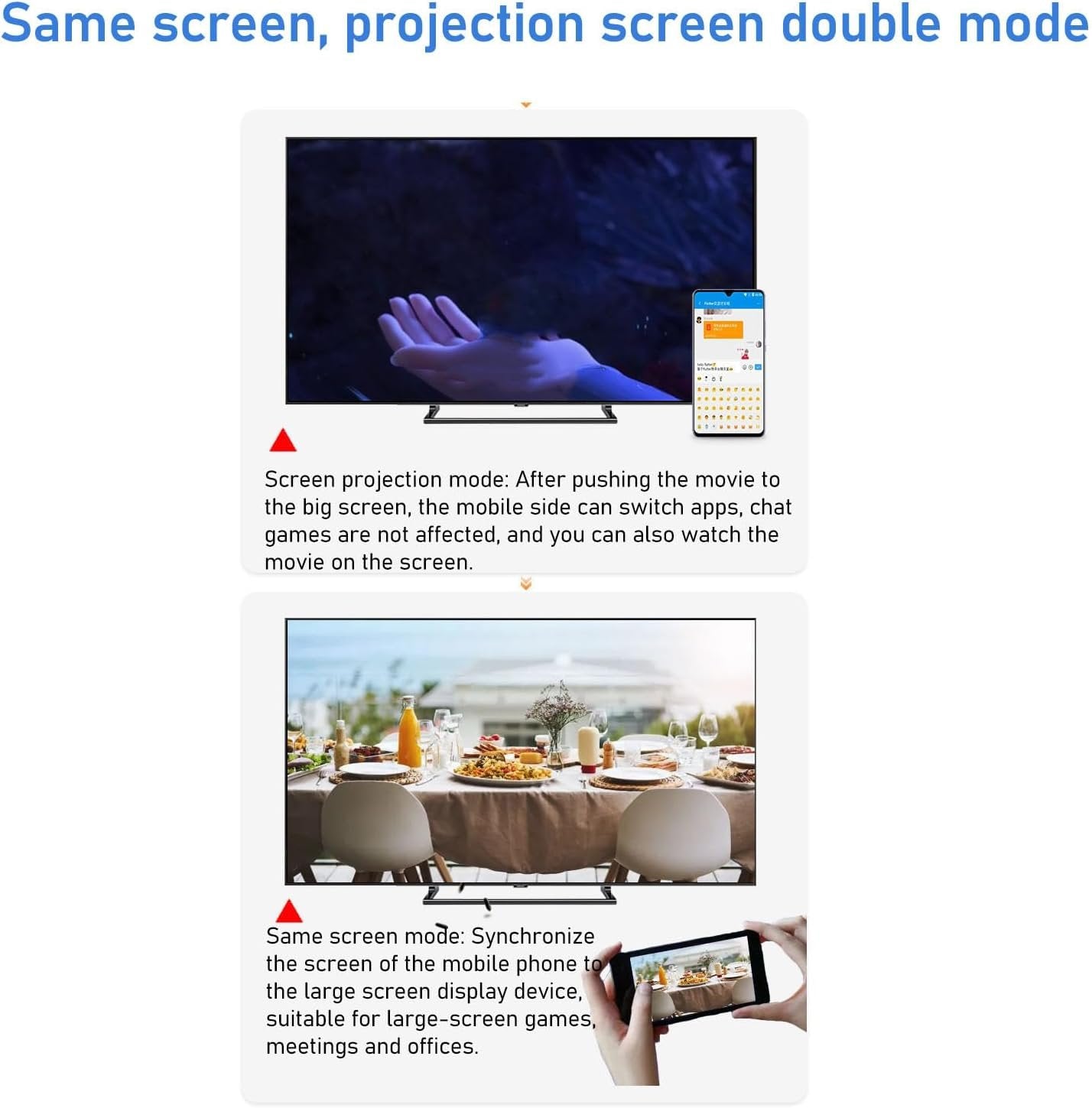 HDMI Display Dongle Adapter,for Laptop PC Smartphone to Streaming Video Audio to TV Projector,Horizontal Vertical Screen One Key Switch for Network Learning Entertainment