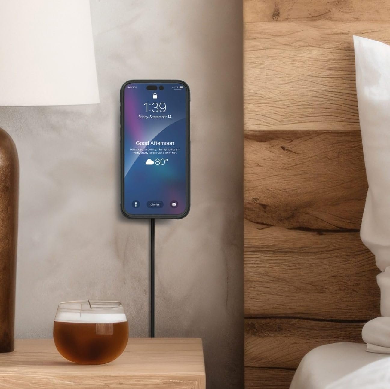 Galvanox Stick-On Magnetic Wireless Charger, Compatible with MagSafe (15W) iPhone Fast Charging, Low-Profile Pad for Wall, Home Office, Magnet Car Mount with Removable USB-C (Adhesive Mounting)