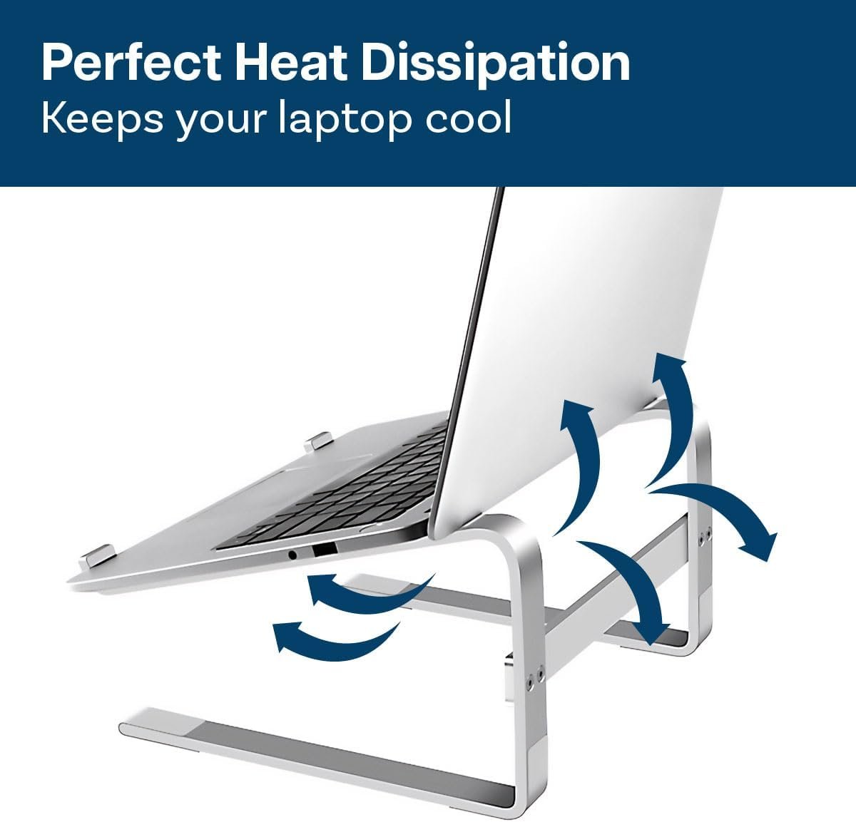 MMOBIEL Laptop Stand Tall - Riser 10 to 18 inches - Ventilated Laptop Holder Universal - Stand for Desk Compatible with MacBook, Notebook, ASUS and More - Incl. Tools - Aluminum