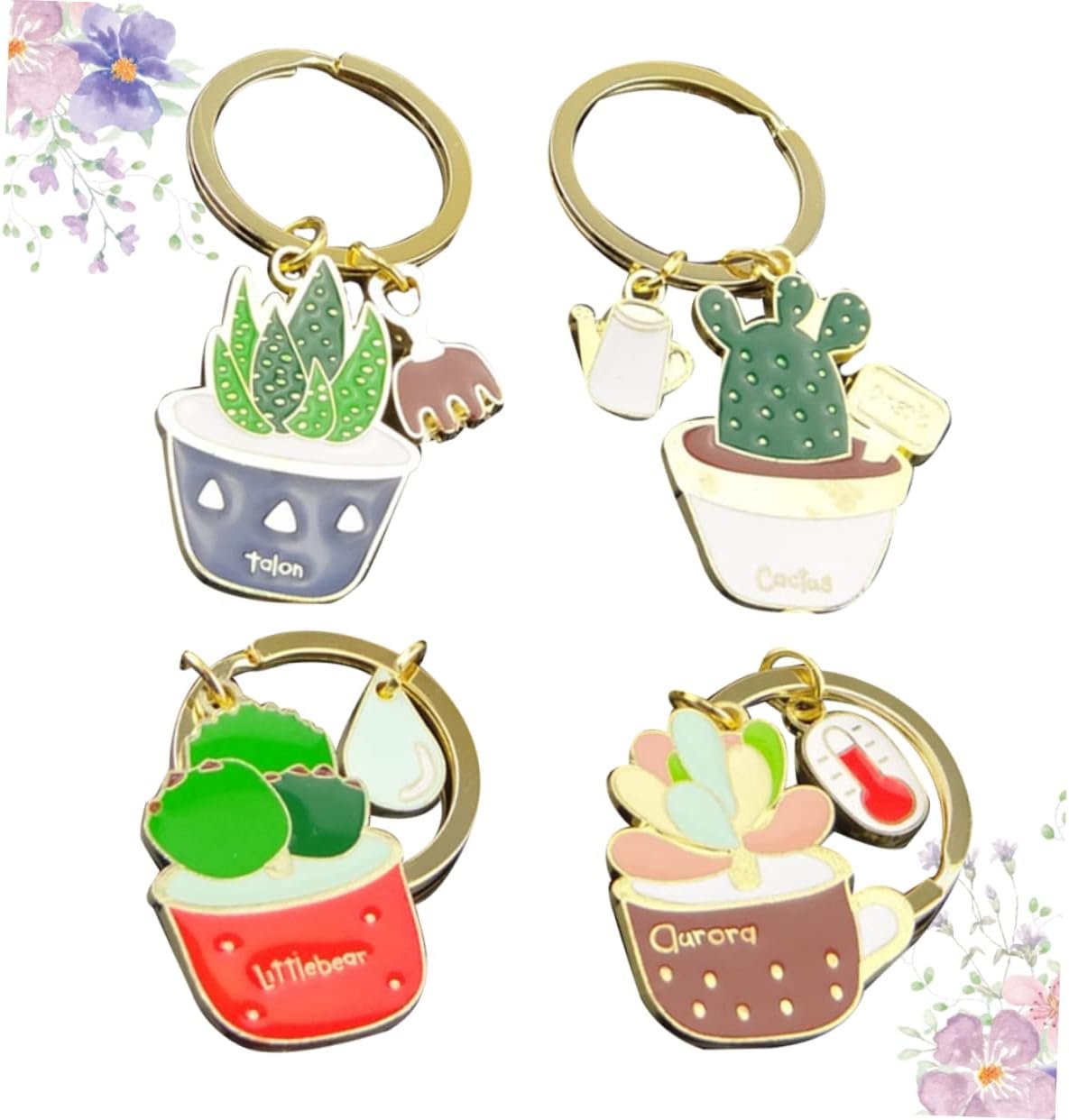 BESTYASH 4 Pz accessori chiave ricompensa portachiavi divertente portachiavi con ciondolo portachiavi cactus portachiavi a premi gadget casa oggettistica casa laccetto portachiavi