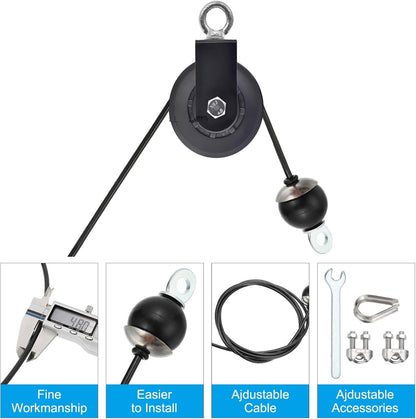 PATIKIL Pulley Cable, Adjustable Fitness Cable Pulley System Replacement Thick 4mm Heavy Gym Cable Pulley Attachment for Home Cable, Black (E-5m)