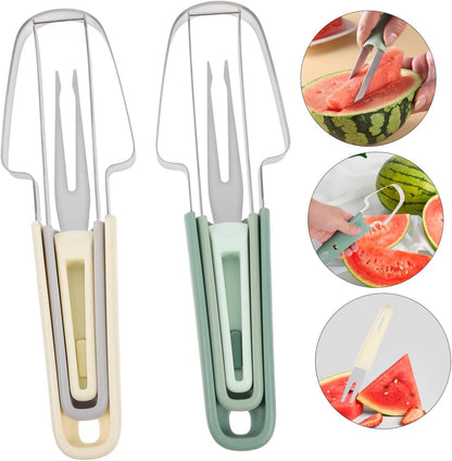Veemoon 2 Set taglierino per anguria acciaio affettatrice attrezzo taglia forchetta per anguria taglia anguria tritare Gadget da cucina taglia frutta utensili da cucina pp