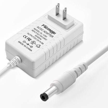 Facmogu 60W 12V 5A Power Adapter, AC 100-240V to DC 12V 5000mA Wall Adapter, 12 Volt Power Supply Module 5 Amp, 60W Switching Transformer AC to DC Converter, Compatible Both 5.5x2.5mm & 5.5x2.1mm Plug