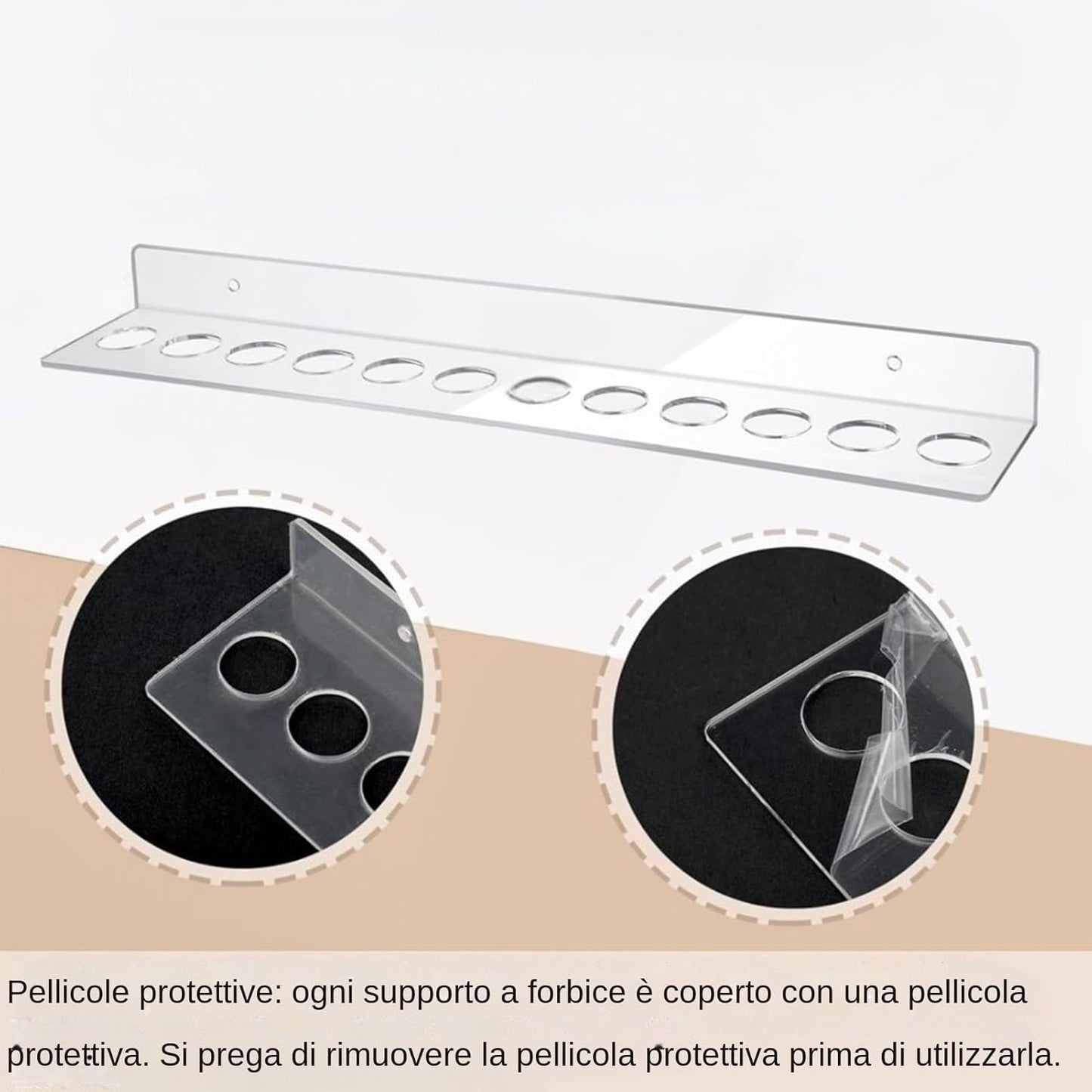 Generico Scissor Holder for Groomers, Comb Holder Organizer, Acrylic Wall Mount Rack with 12 Slots, Storage Case Hanger for Hairstylists, Salon, Garage, Professional and Home Use, 39x 6.5x 3cm