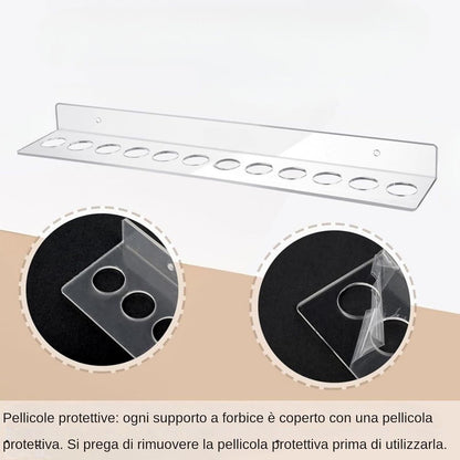 Generico Scissor Holder for Groomers, Comb Holder Organizer, Acrylic Wall Mount Rack with 12 Slots, Storage Case Hanger for Hairstylists, Salon, Garage, Professional and Home Use, 39x 6.5x 3cm