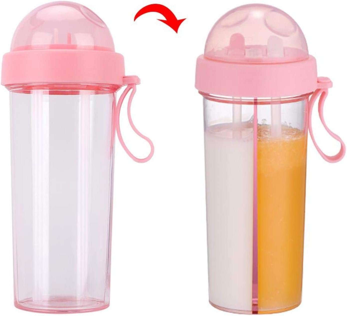 Water Cup with Straw and Lid, 2 Drinks in 1 Cup 600ml/20oz Dual Use Water Bottle Couple Outdoor Drinking Cup Portable Water Bottle for Camping Travel Sport