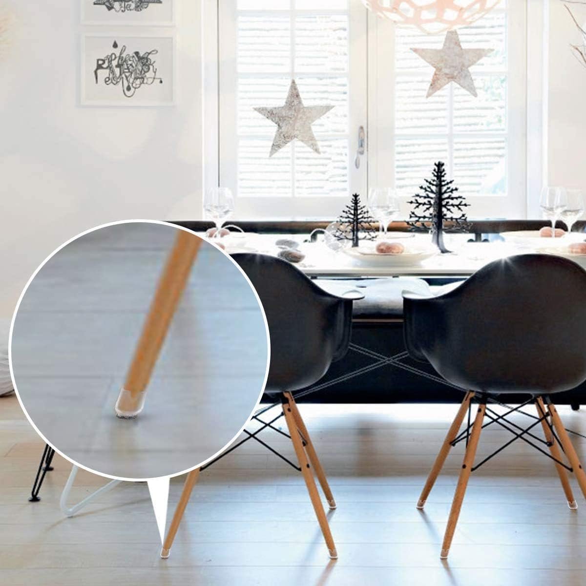 32 Pack Silicon Protection Cover with Felt Pad Chair Leg Floor Protectors Set Anti-Slip Round Chair Legs Caps for Scratches and Noise