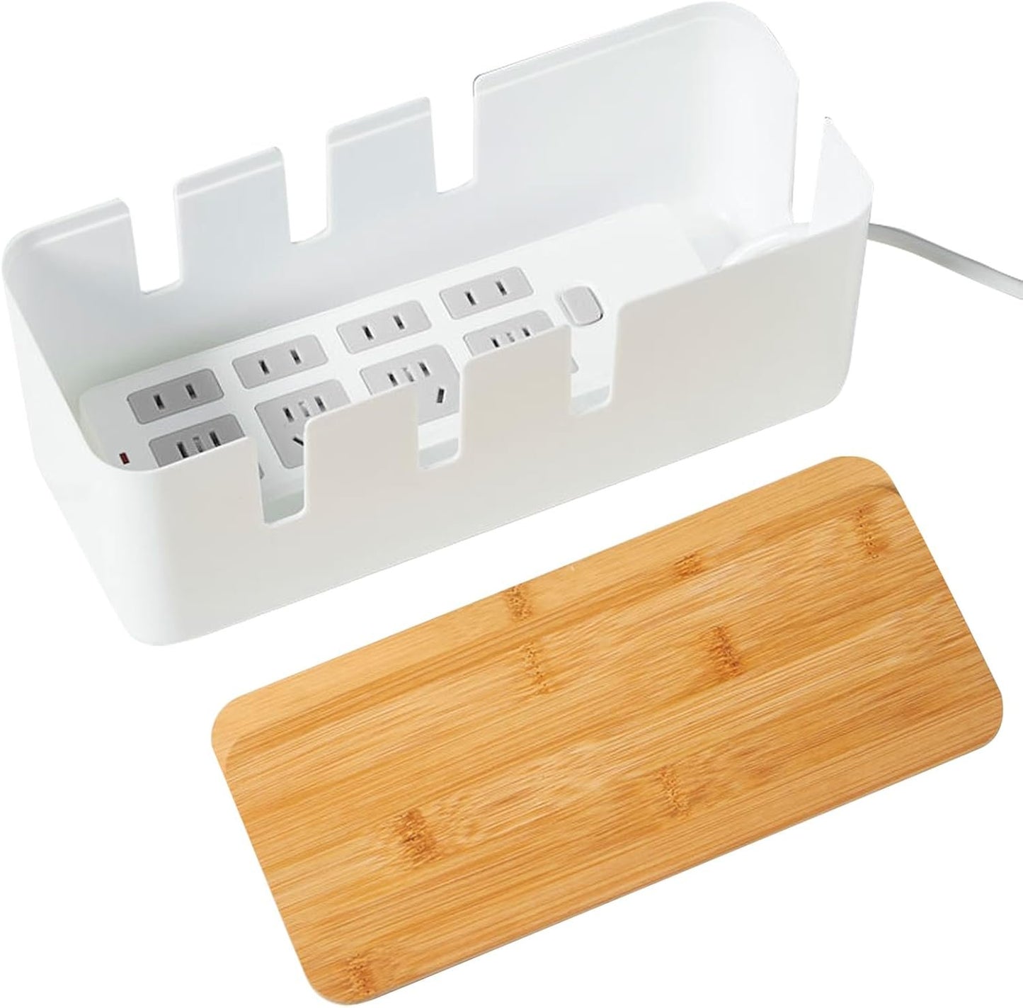 Cord Management Box - Cable Hiding Box,with Wooden Cover Cord Case for USB Hub System Power Strip Living Room Workstation Home TV Computer