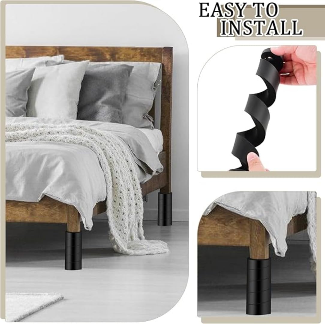 8 Pcs Bed Frame Toe Protectors,6" Foam Bed Frame Leg Covers,Bed Leg Protectors,No Adhesive or Glue,Prevent Toe-Stubbing Incidents from Hard Furniture (Black)