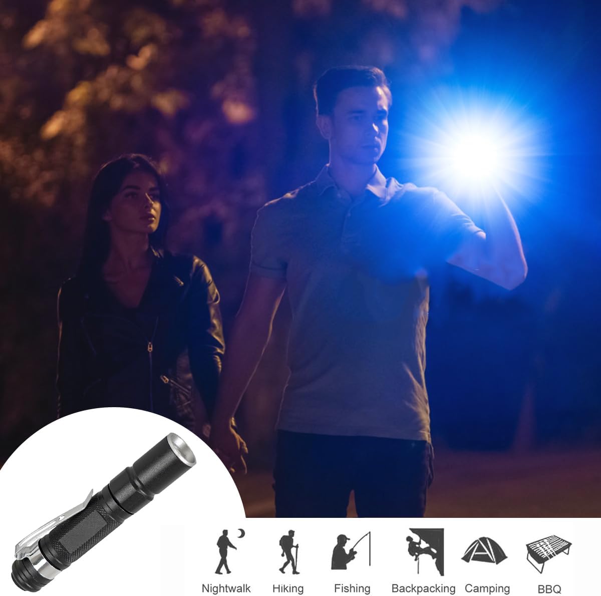 MODOAO Led Flashlights High Lumens, Multifunctional Telescopic Zoom Flash Light, Pocket Size Torch with High Light Mode, Mini Tactical Torch Light for Camping, Hiking, Fishing, Hunting