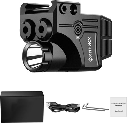 600 Lumens Tactical Flashlight Green/Red Laser Combo, Pistol Light with Strobe/Constant Light Modes, Dual-Color Laser Sight Combo,USBC Rechargeable,Fits Standard Picatinny/Glock Rails